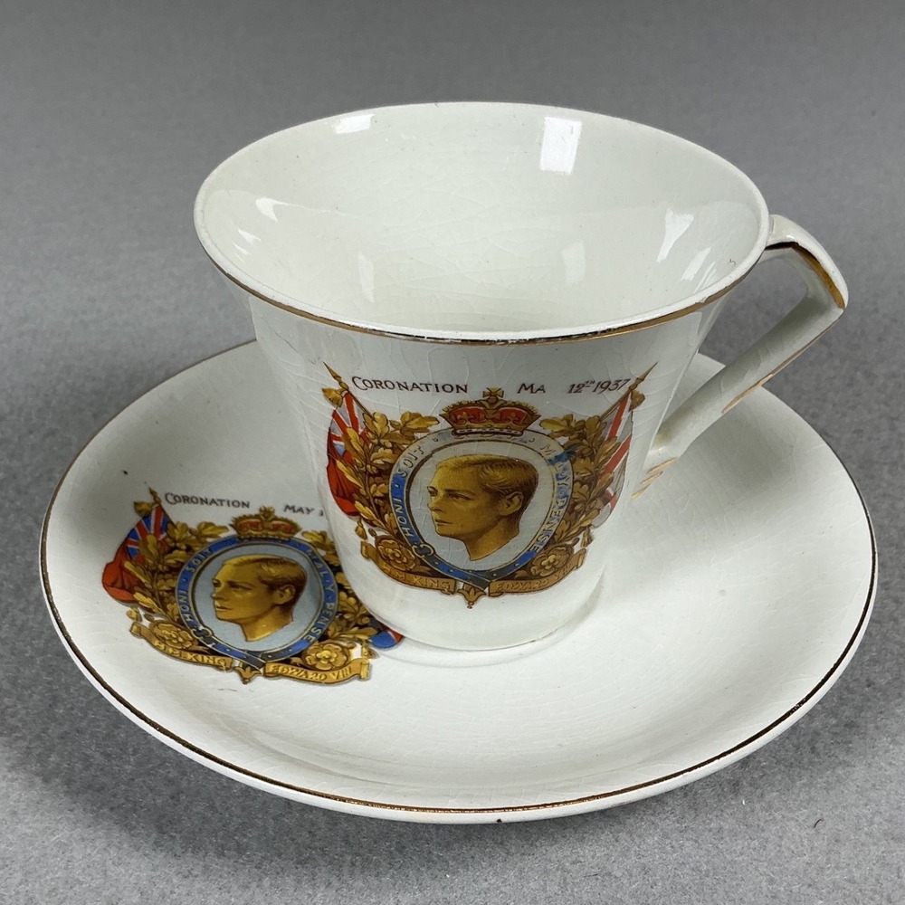 Vintage 1937 King Edward VIII Coronation Tea Cup and Saucer Made in England